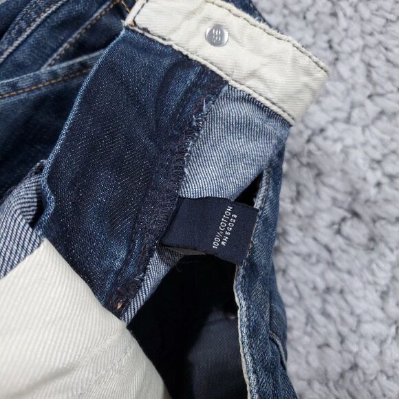 Banana Republic Y2K Denim Carpenter Skirt Raw Hem Women's Size 4 Knee Length - Picture 5 of 9